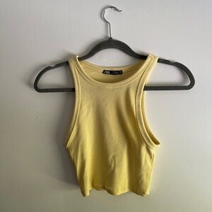 2 Zara Ribbed Tanks- Yellow and Pink both Size M